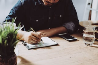 Person working on a list