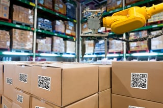 Robotic arm working in a warehouse