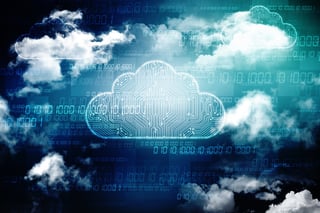 Digital cloud amidst natural clouds